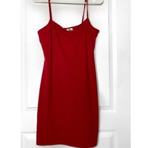 Red body con dress